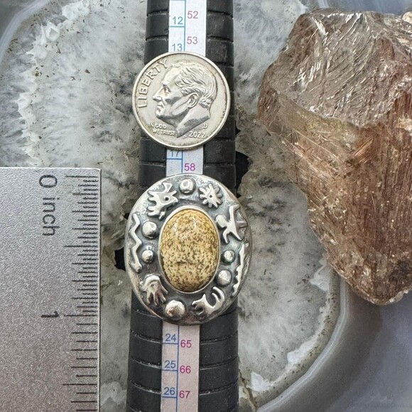 Carolyn Pollack Sterling Silver Oval Picture Jasper Petroglyph Ring For Women - Picture 9 of 10